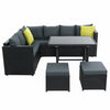 Outdoor Patio Sofa Dining Set with Table, Chairs & Ottoman