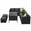 Outdoor Patio Sofa Dining Set with Table, Chairs & Ottoman