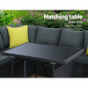 Outdoor Patio Sofa Dining Set with Table, Chairs & Ottoman