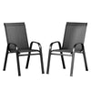 Outdoor Stackable Chairs, Set of 2 — Textilene Bistro Lounge Chairs
