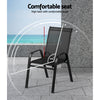 Outdoor Stackable Chairs, Set of 2 — Textilene Bistro Lounge Chairs
