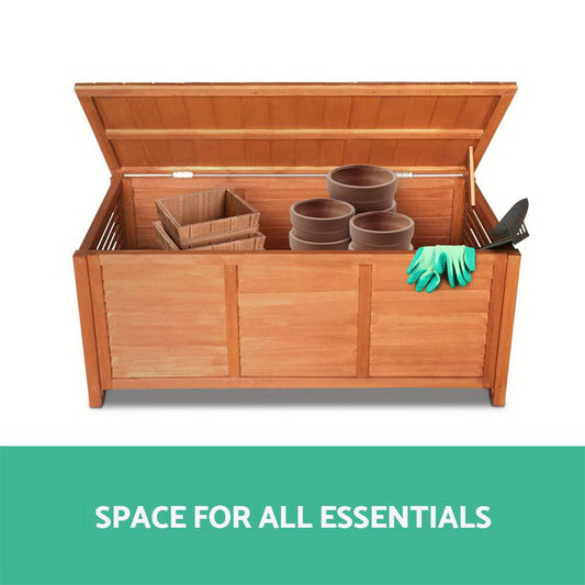 Outdoor Storage Bench Box 210L Wooden Patio Furniture Garden
