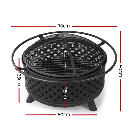 2-in-1 Fire Pit and BBQ Grill 76cm
