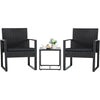 Outdoor 3-Piece Patio Furniture Set with 2 Black Patio Chairs and 1 Side Table-0