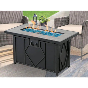 42-Inch Propane Gas Fire Pit Patio Table with Blue Fire Glass