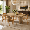63" Farmhouse Dining Table Set with 6 Solid Oak Chairs
