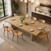 63" Farmhouse Dining Table Set with 6 Solid Oak Chairs