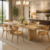 63" Farmhouse Dining Table Set with 6 Solid Oak Chairs