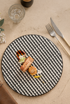 Black & White Geometric Ceramic Dinner Plate – 10.25" Modern Tableware