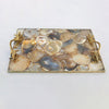 Golden Brown Agate Serving Tray With Brass Handles