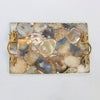 Golden Brown Agate Serving Tray With Brass Handles