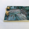 Green Aventurine Agate Serving Tray With Brass Handles