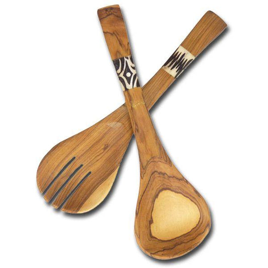 Olive Wood Salad Serving Set