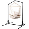 Outdoor Hammock Chair with Stand, Cream Hanging Swing Seat