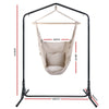 Hanging Hammock Chair with Stand and Pillow, Cream