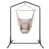 Hanging Hammock Chair with Stand and Pillow, Cream