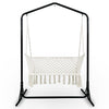 Gardeon Hammock Chair with Stand Macrame Outdoor Garden 2 Seater Cream