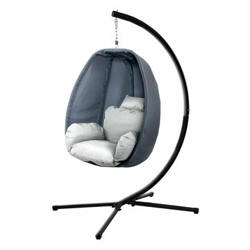 Hanging Egg Chair Swing Pod with Cushion & 360° Steel Stand