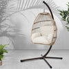 Outdoor Egg Swing Chair with Stand, Hanging Wicker Rope Pod