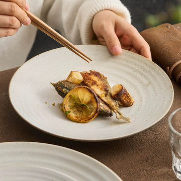 Handcrafted Stoneware Shallow Plate – Modern Pasta or Dinner Dish