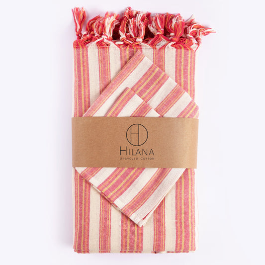 Striped Tablecloth Set with 12 Napkins