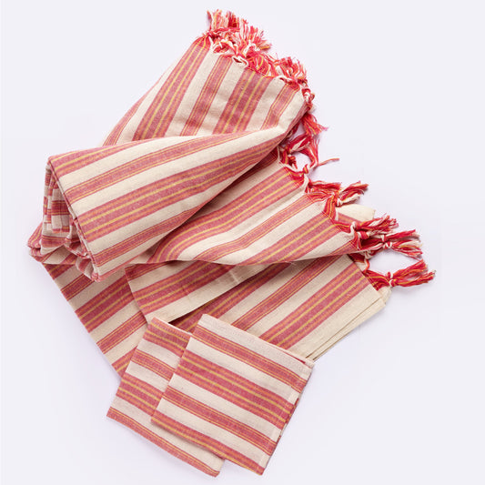 Striped Tablecloth Set with 12 Napkins