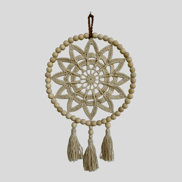 10" Handmade Wood Bead Macrame Dreamcatcher, Nursery & Kids Decor