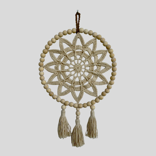 10" Handmade Wood Bead Macrame Dreamcatcher, Nursery & Kids Decor