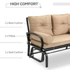Outdoor Patio Glider Loveseat with Tan Khaki Cushions