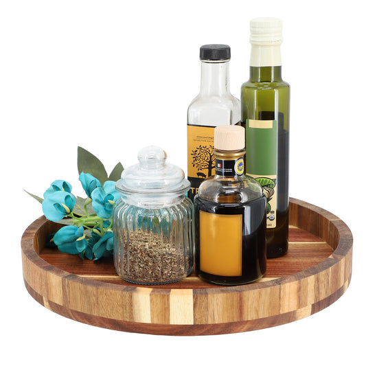 13-Inch Acacia Wood Lazy Susan Serving Tray