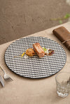 Black & White Geometric Ceramic Dinner Plate – 10.25" Modern Tableware
