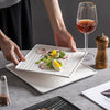 Modern Square Ceramic Dinner Plate｜High-Fired Stone-Texture Ceramic