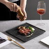 Modern Square Ceramic Dinner Plate｜High-Fired Stone-Texture Ceramic