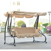 Outdoor Canopy Swing Bed with Shade Cover in Sand