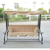Outdoor Canopy Swing Bed with Shade Cover in Sand