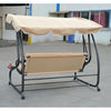 Outdoor Canopy Swing Bed with Shade Cover in Sand