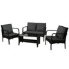 4-Piece Rattan Outdoor Sofa Set with Glass-Top Table