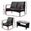 Gardeon 4-Piece Rattan Outdoor Sofa Set with Glass-Top Table