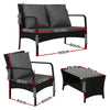 4-Piece Rattan Outdoor Sofa Set with Glass-Top Table