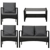 4-Piece Rattan Outdoor Sofa Set with Glass-Top Table