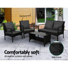 Gardeon 4-Piece Rattan Outdoor Sofa Set with Glass-Top Table