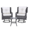 NNEDSZ Gardeon 3PC Outdoor Furniture Bistro Set Lounge Wicker Swivel Chairs Table Cushion Grey-1