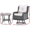 3-Piece Outdoor Wicker Swivel Bistro Set with Table & Cushions, Grey