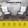 3-Piece Outdoor Wicker Swivel Bistro Set with Table & Cushions, Grey