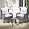 NNEDSZ Gardeon 3PC Outdoor Furniture Bistro Set Lounge Wicker Swivel Chairs Table Cushion Grey-0