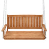 2-Seater Wooden Porch Swing Chair with Chains, Hanging Garden Bench