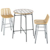 3-Piece Outdoor Bar Set, Wicker Chairs & Glass Table, Patio Bistro