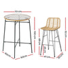 3-Piece Outdoor Bistro Set, Wicker Chairs & Glass Table