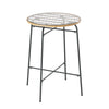 Outdoor Bar Table with Tempered Glass Top and Woven Wicker