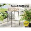 Outdoor Bar Table with Tempered Glass Top and Woven Wicker